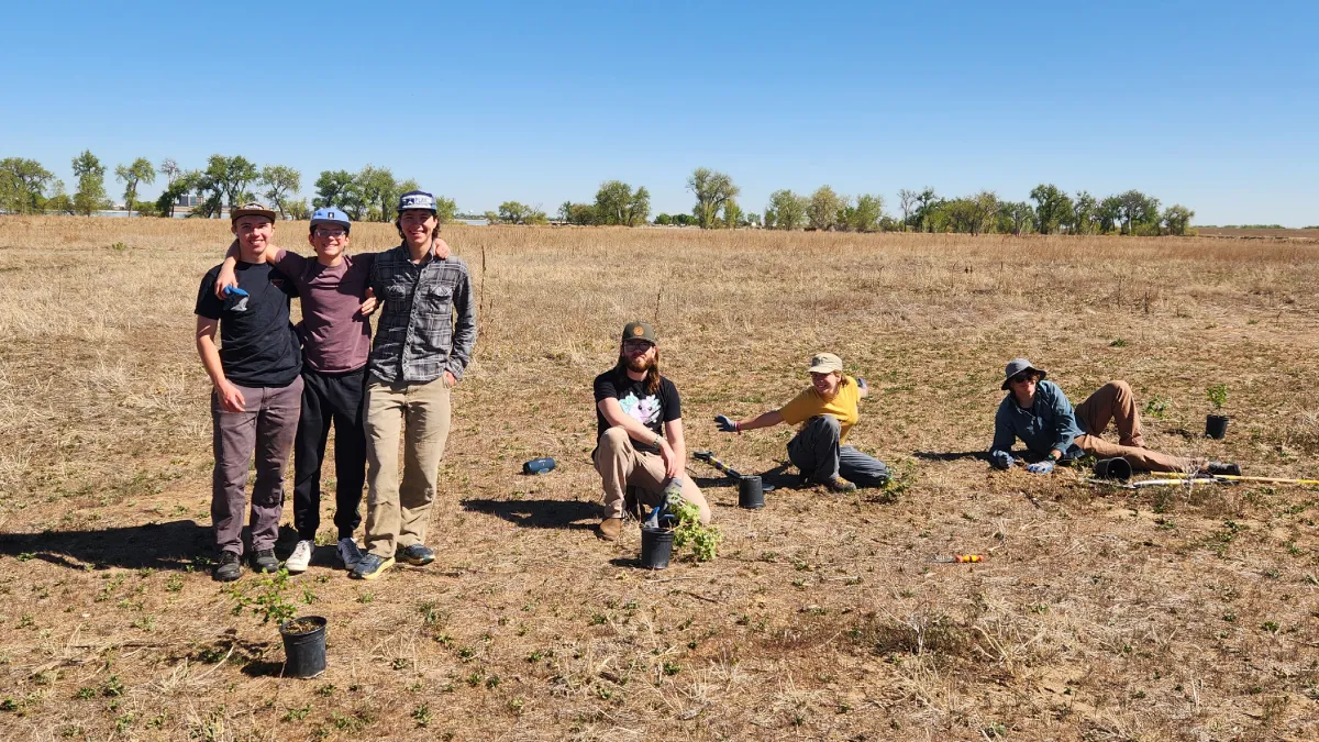 Youth at a prairie restoration project