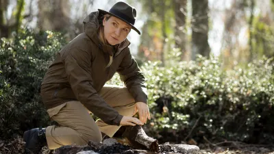 Close up photo of forest ranger in the woods